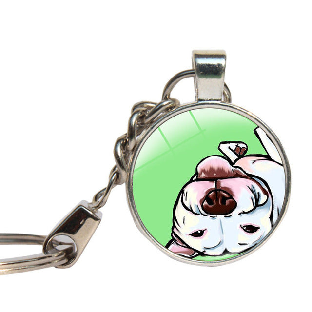 Glass Pitbull Keychain