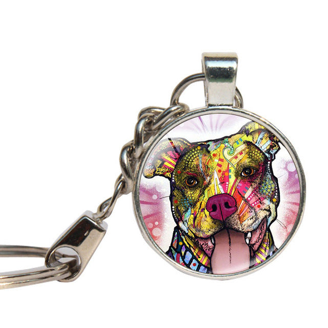 Glass Pitbull Keychain