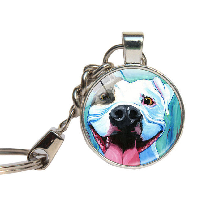 Glass Pitbull Keychain