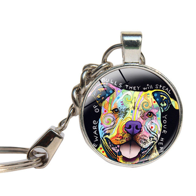 Glass Pitbull Keychain