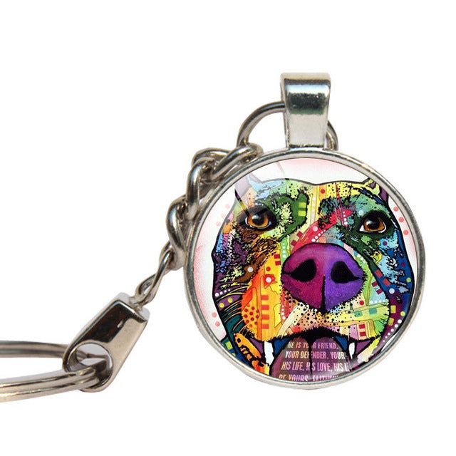 Glass Pitbull Keychain