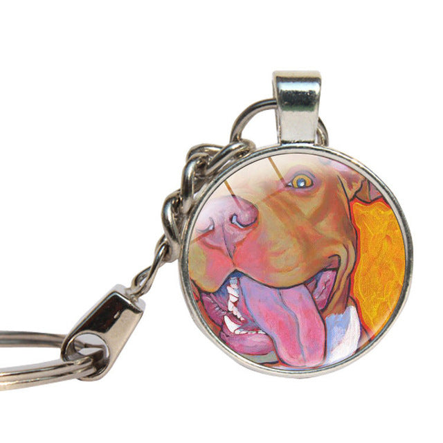 Glass Pitbull Keychain