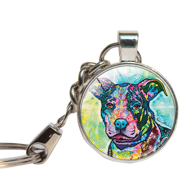 Glass Pitbull Keychain
