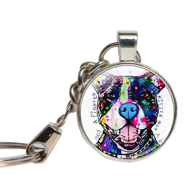Glass Pitbull Keychain