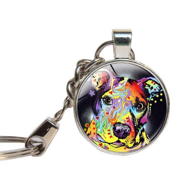 Glass Pitbull Keychain
