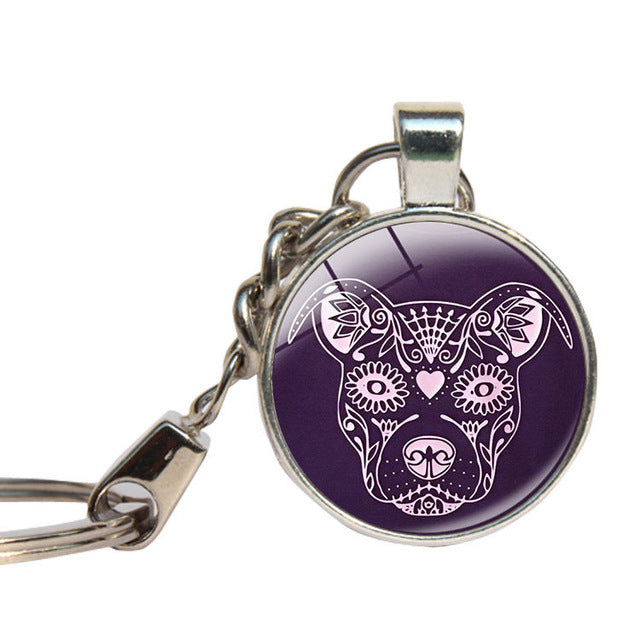 Glass Pitbull Keychain