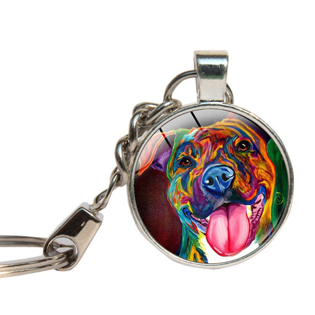 Glass Pitbull Keychain