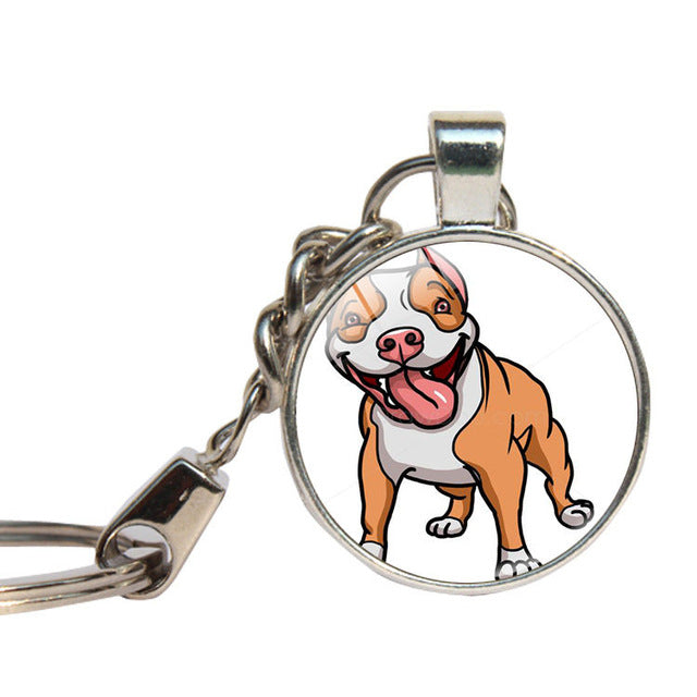 Glass Pitbull Keychain
