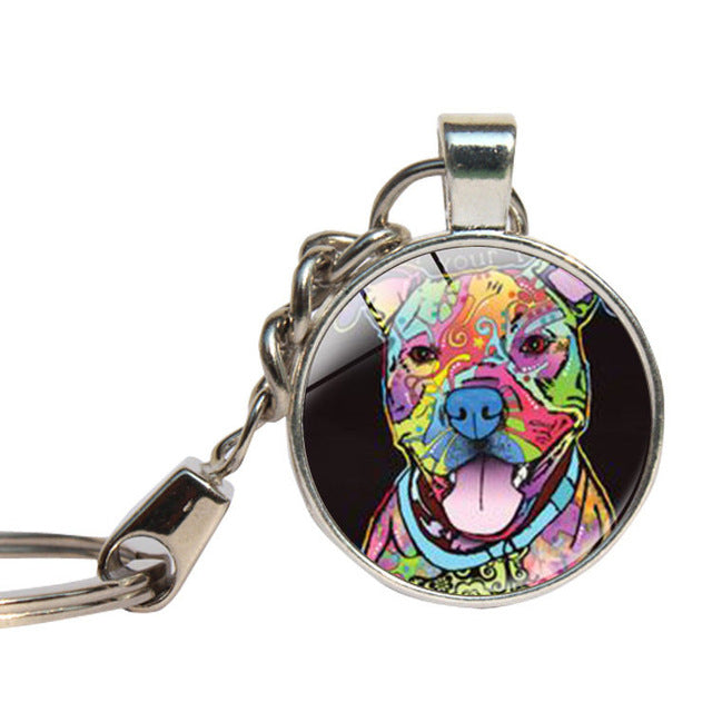 Glass Pitbull Keychain