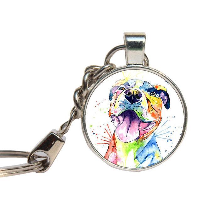 Glass Pitbull Keychain