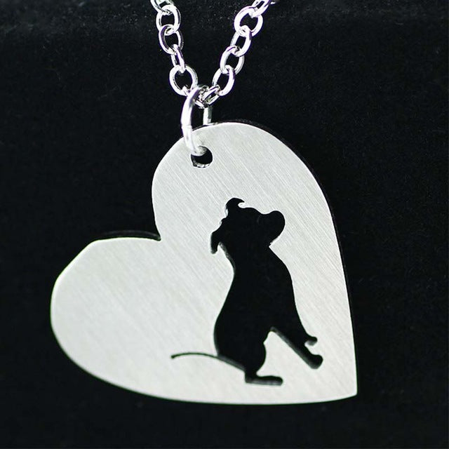 Stainless Heart Shaped Pitbull Necklace