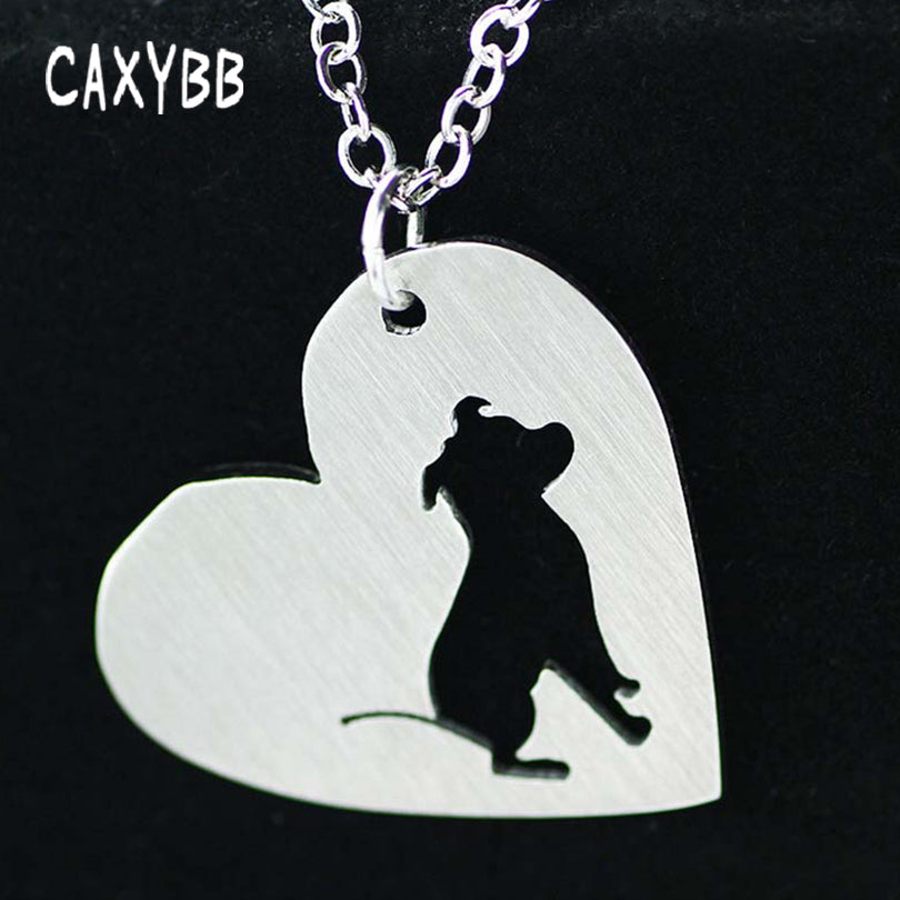 Stainless Heart Shaped Pitbull Necklace