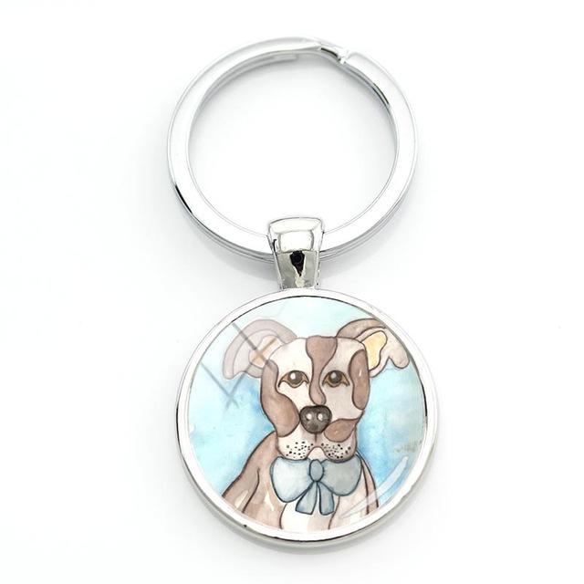 Round Hand Craft Pitbull Keychain