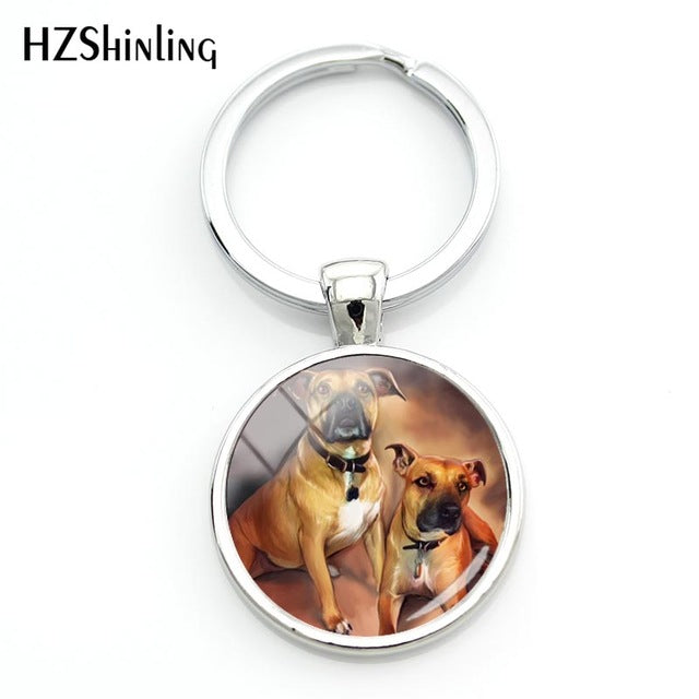 Round Hand Craft Pitbull Keychain