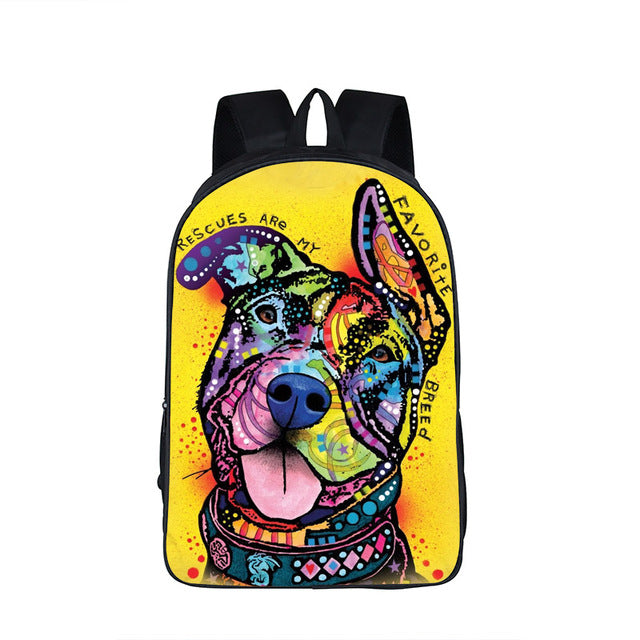 Multi-color Pitbull Cartoon Bagpack