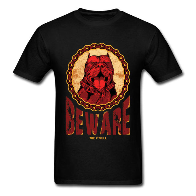 Cotton Sleeve Beware Pitbull Shirt