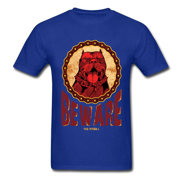 Cotton Sleeve Beware Pitbull Shirt