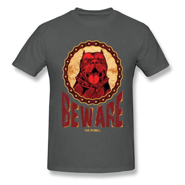 Cotton Sleeve Beware Pitbull Shirt