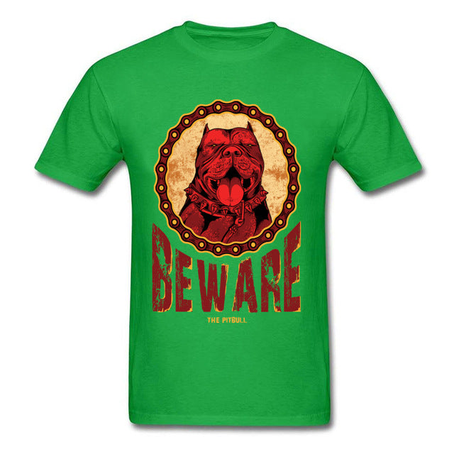 Cotton Sleeve Beware Pitbull Shirt