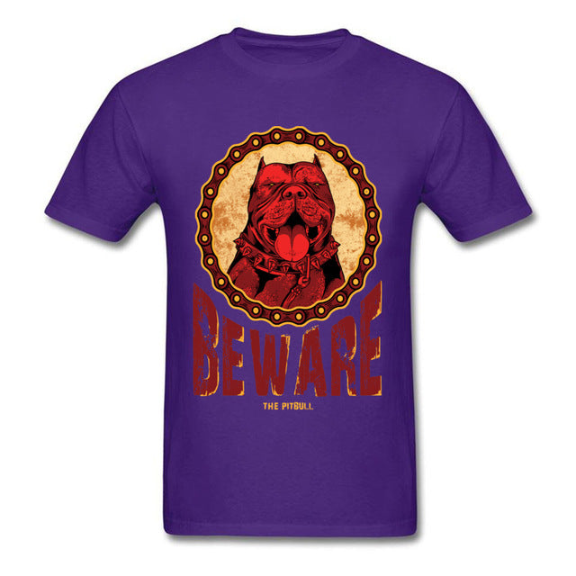 Cotton Sleeve Beware Pitbull Shirt
