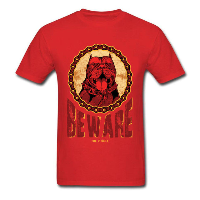 Cotton Sleeve Beware Pitbull Shirt