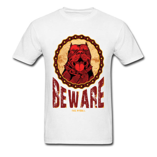 Cotton Sleeve Beware Pitbull Shirt