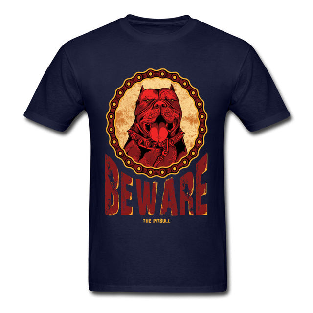 Cotton Sleeve Beware Pitbull Shirt