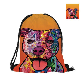 Custom Colorful Pitbull Drawstring Bag