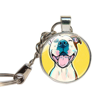 Glass Pitbull Keychain