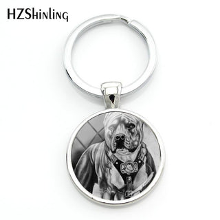 Round Hand Craft Pitbull Keychain