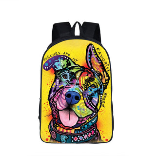 Multi-color Pitbull Cartoon Bagpack