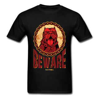 Cotton Sleeve Beware Pitbull Shirt